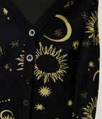 Unique Vintage Black & Gold Celestial Button Cardigan - Unique Vintage - Womens, TOPS, SWEATERS