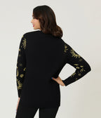 Unique Vintage Black & Gold Celestial Button Cardigan - Unique Vintage - Womens, TOPS, SWEATERS