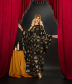 Unique Vintage Black & Gold Moth Flutter Sleeve Caftan - Unique Vintage - Womens, DRESSES, MAXI