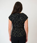 Unique Vintage Black & Gold Star Print Sleeveless Blouse - Unique Vintage -