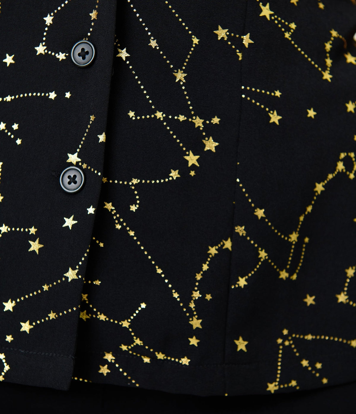 Unique Vintage Black & Gold Star Print Sleeveless Blouse - Unique Vintage -