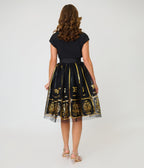 Unique Vintage Black & Gold Zodiac Ballerina Skirt - Unique Vintage - Womens, BOTTOMS, SKIRTS