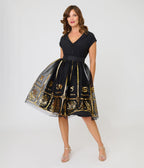 Unique Vintage Black & Gold Zodiac Ballerina Skirt - Unique Vintage - Womens, BOTTOMS, SKIRTS