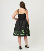 Unique Vintage Black & Green Jack - O - Lantern Cutout Swing Dress - Unique Vintage - Womens, DRESSES, SWING