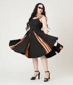 Unique Vintage Black Halloween Stripe Swing Dress - Unique Vintage - Womens, DRESSES, SWING