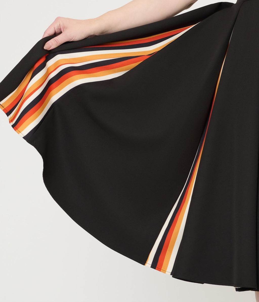 Unique Vintage Black Halloween Stripe Swing Dress - Unique Vintage - Womens, DRESSES, SWING