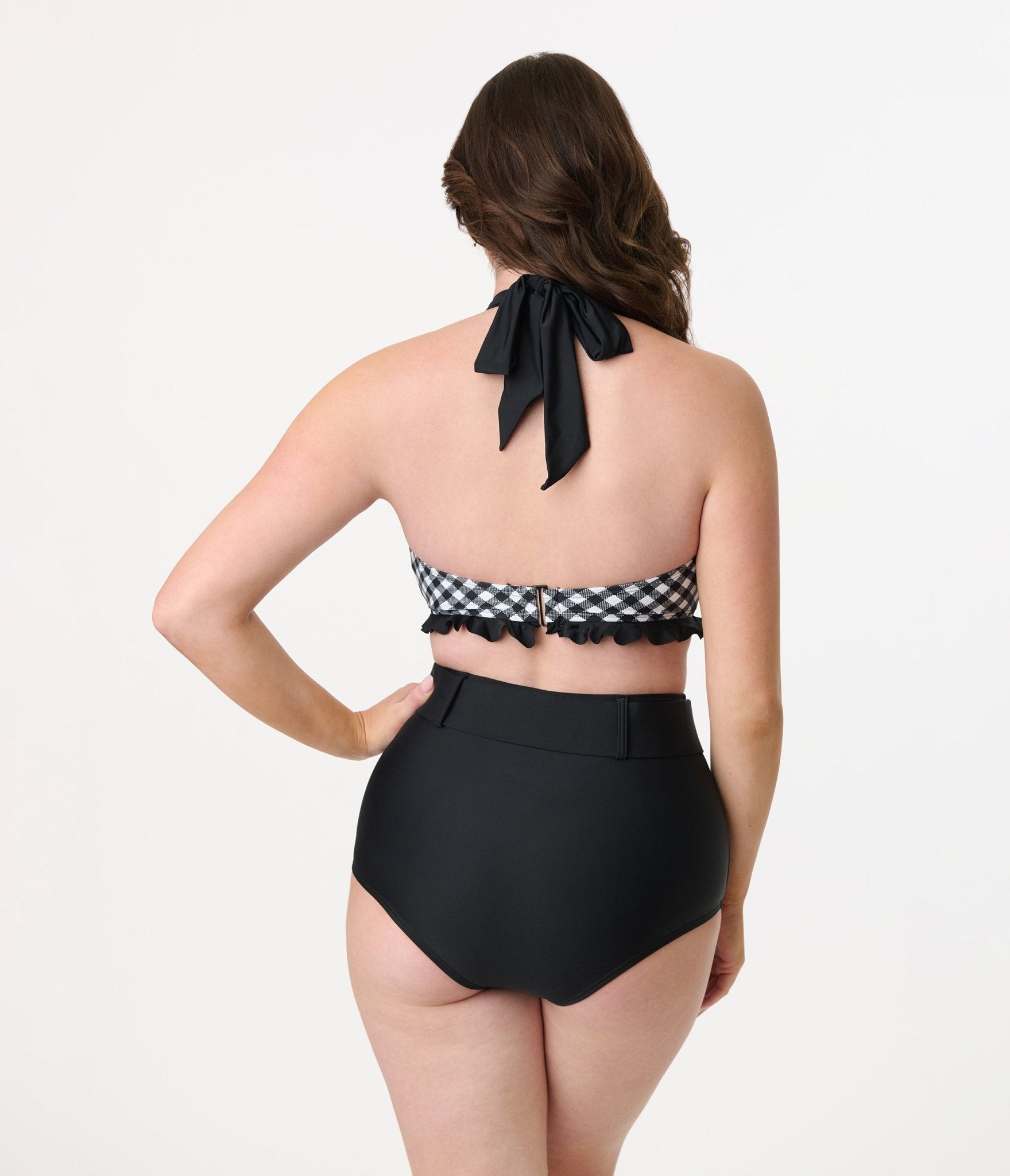Unique Vintage Black High Waist Belted Swim Bottom - Unique Vintage - Womens, SWIM, BOTTOM