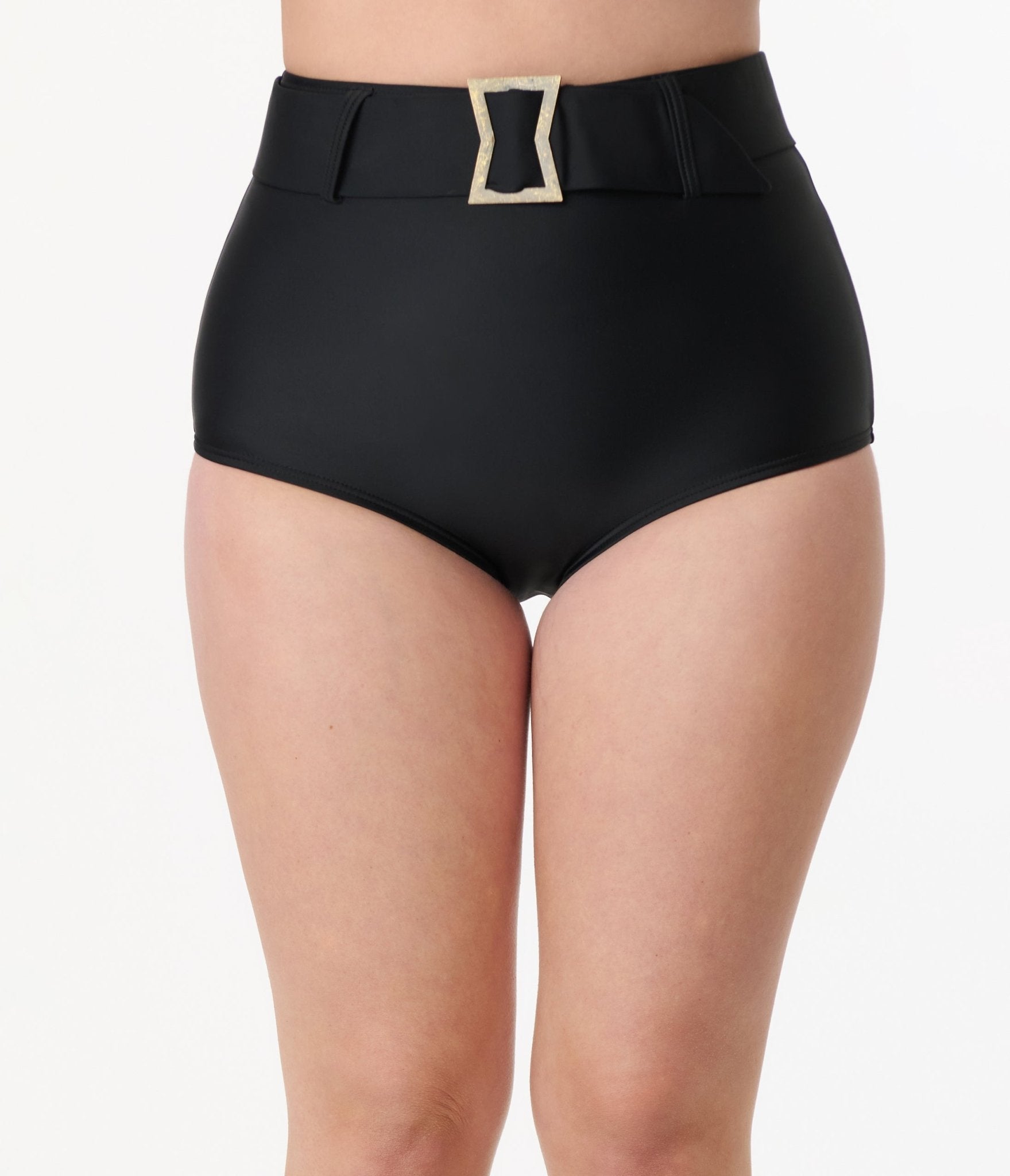 Unique Vintage Black High Waist Belted Swim Bottom - Unique Vintage - Womens, SWIM, BOTTOM