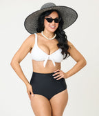 Unique Vintage Black High Waist Louise Swim Bottoms - Unique Vintage - Womens, SWIM, BOTTOM