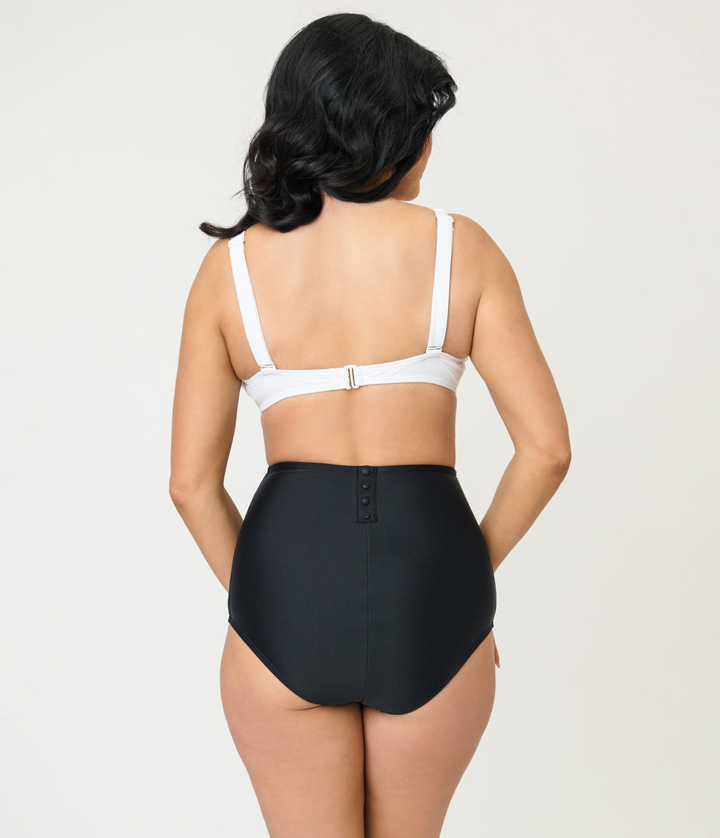 Unique Vintage Black High Waist Louise Swim Bottoms - Unique Vintage - Womens, SWIM, BOTTOM