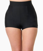 Unique Vintage Black High Waist Swim Shorts - Unique Vintage - Womens, SWIM, BOTTOM