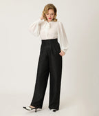 Unique Vintage Black High Waisted Trouser - Unique Vintage - Womens, BOTTOMS, PANTS