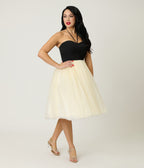 Unique Vintage Black & Ivory Sweetheart Halter Swing Dress - Unique Vintage - Womens, DRESSES, SWING