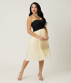 Unique Vintage Black & Ivory Sweetheart Halter Swing Dress - Unique Vintage - Womens, DRESSES, SWING