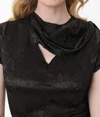 Unique Vintage Black Jacquard Sash Swing Dress - Unique Vintage - Womens, DRESSES, SWING