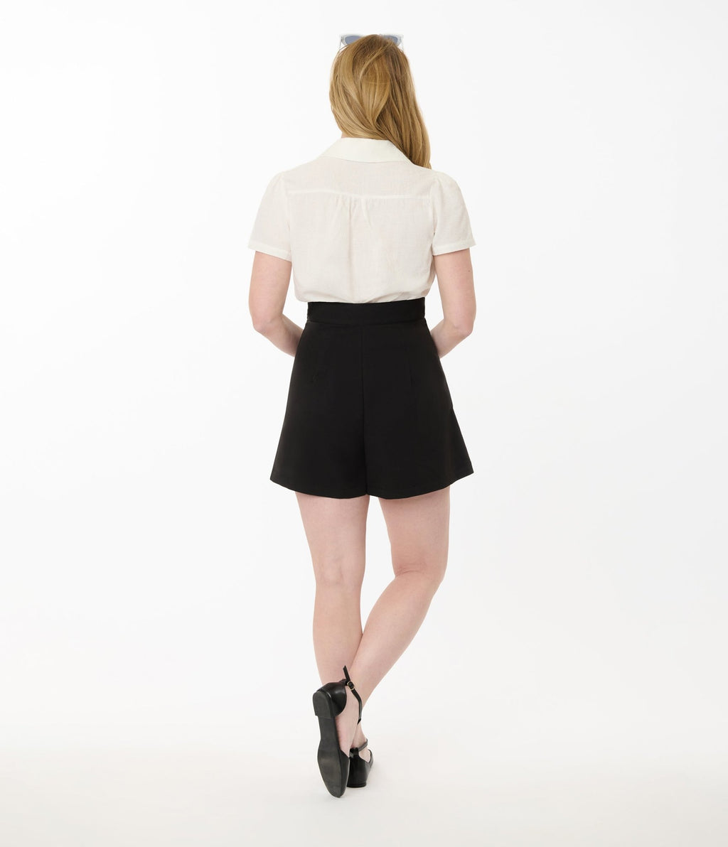 Unique Vintage Black Joyce Shorts - Unique Vintage - Womens, BOTTOMS, SHORTS