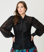 Unique Vintage Black Lace Gwen Blouse - Unique Vintage - Womens, TOPS, WOVEN TOPS