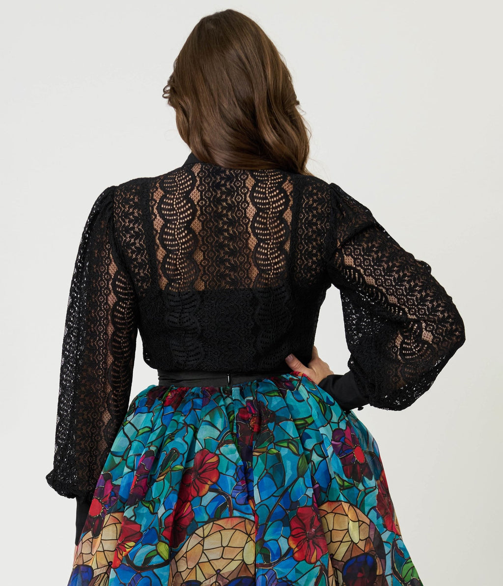 Unique Vintage Black Lace Gwen Blouse - Unique Vintage - Womens, TOPS, WOVEN TOPS