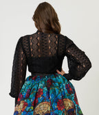 Unique Vintage Black Lace Gwen Blouse - Unique Vintage - Womens, TOPS, WOVEN TOPS