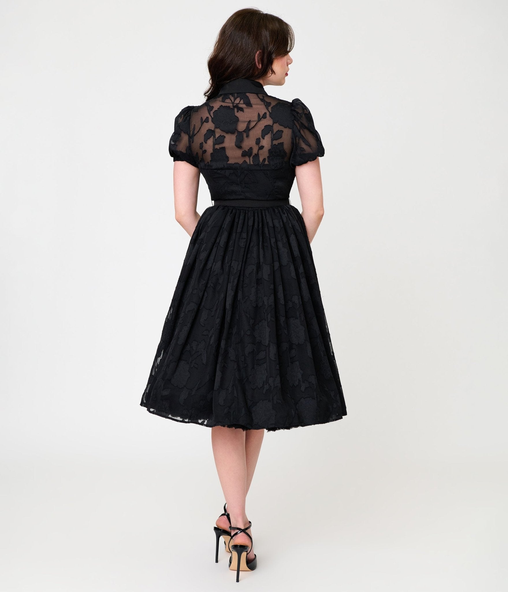 Unique Vintage Black Lace Hollie Swing Dress - Unique Vintage - Womens, DRESSES, SWING