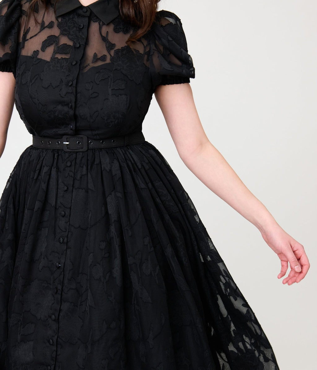 Unique Vintage Black Lace Hollie Swing Dress - Unique Vintage - Womens, DRESSES, SWING