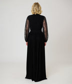 Unique Vintage Black Lace Hollywood Duster - Unique Vintage - Womens, DRESSES, MAXI