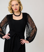 Unique Vintage Black Lace Hollywood Duster - Unique Vintage - Womens, DRESSES, MAXI