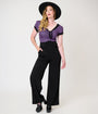 Unique Vintage Black Lace Up High Waist Trousers