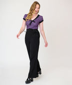 Unique Vintage Black Lace Up High Waist Trousers - Unique Vintage - Womens, BOTTOMS, PANTS