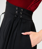 Unique Vintage Black Lace Up Swing Skirt - Unique Vintage - Womens, BOTTOMS, SKIRTS