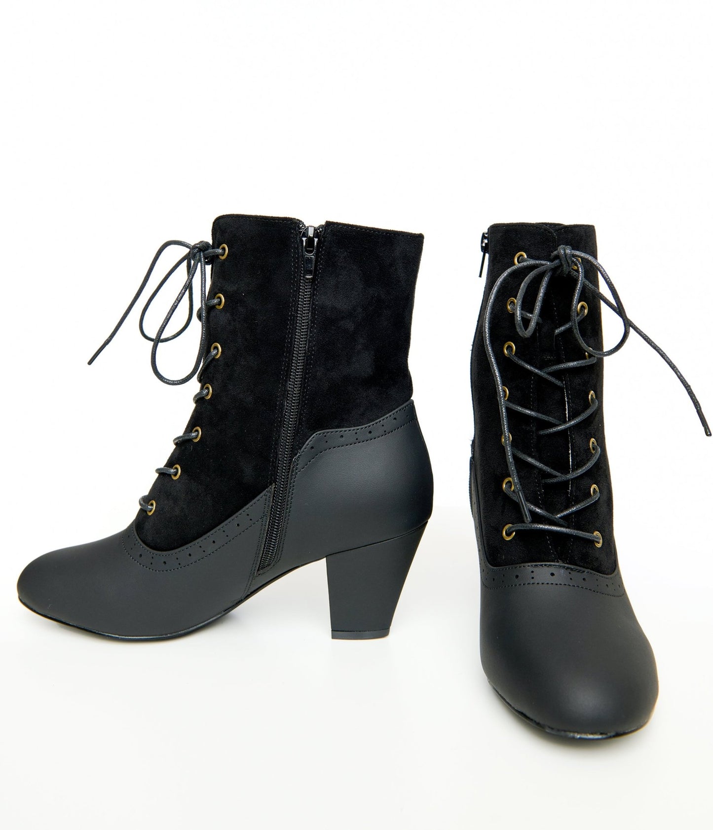 Unique Vintage Black Leatherette Victorian Boots - Unique Vintage - Womens, SHOES, BOOTS