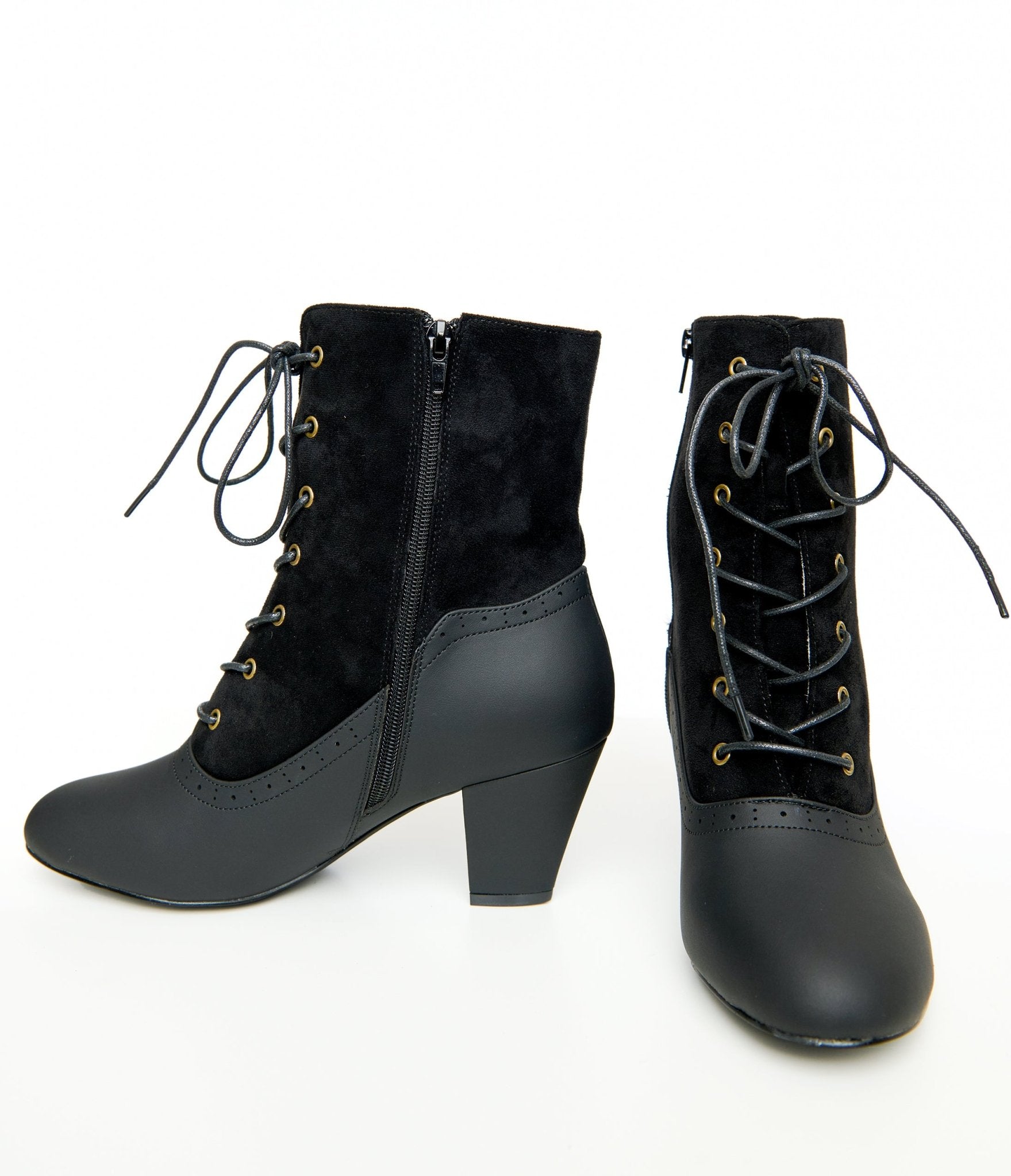 Unique Vintage Black Leatherette Victorian Boots - Unique Vintage - Womens, SHOES, BOOTS
