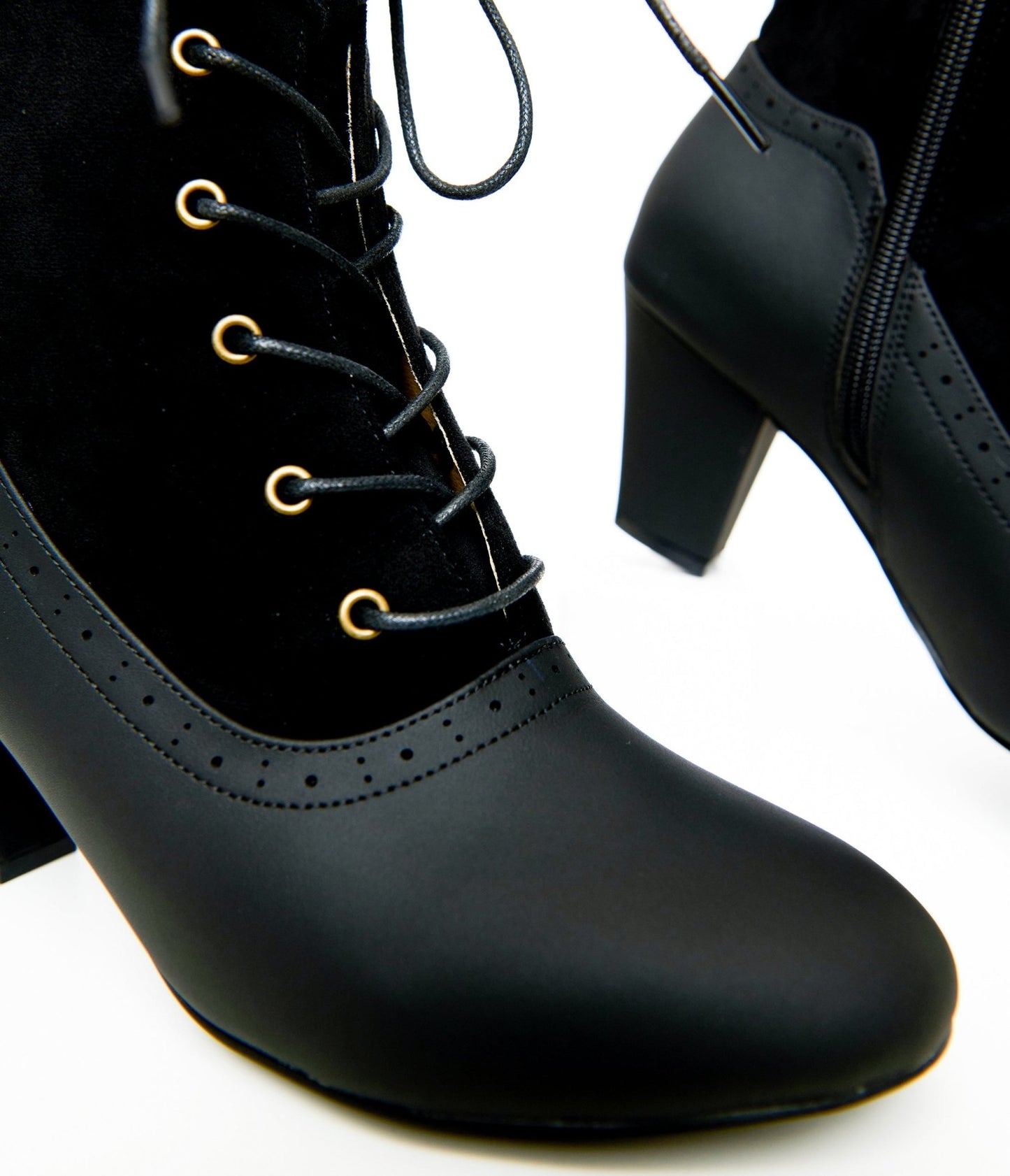 Unique Vintage Black Leatherette Victorian Boots - Unique Vintage - Womens, SHOES, BOOTS