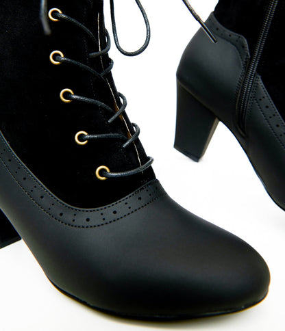 Unique Vintage Black Leatherette Victorian Boots - Unique Vintage - Womens, SHOES, BOOTS