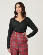 Unique Vintage Black Long Sleeve Blouse - Unique Vintage - Womens, TOPS, WOVEN TOPS