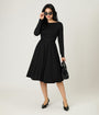 Unique Vintage Black Long Sleeve Devon Swing Dress