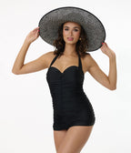 Unique Vintage Black Mansfield Halter One Piece Swimsuit - Unique Vintage - Womens, SWIM, 1 PC