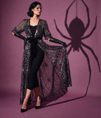 Unique Vintage Black Mesh & Silver Spiderweb Duster - Unique Vintage -