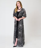 Unique Vintage Black Mesh & Silver Spiderweb Duster - Unique Vintage -