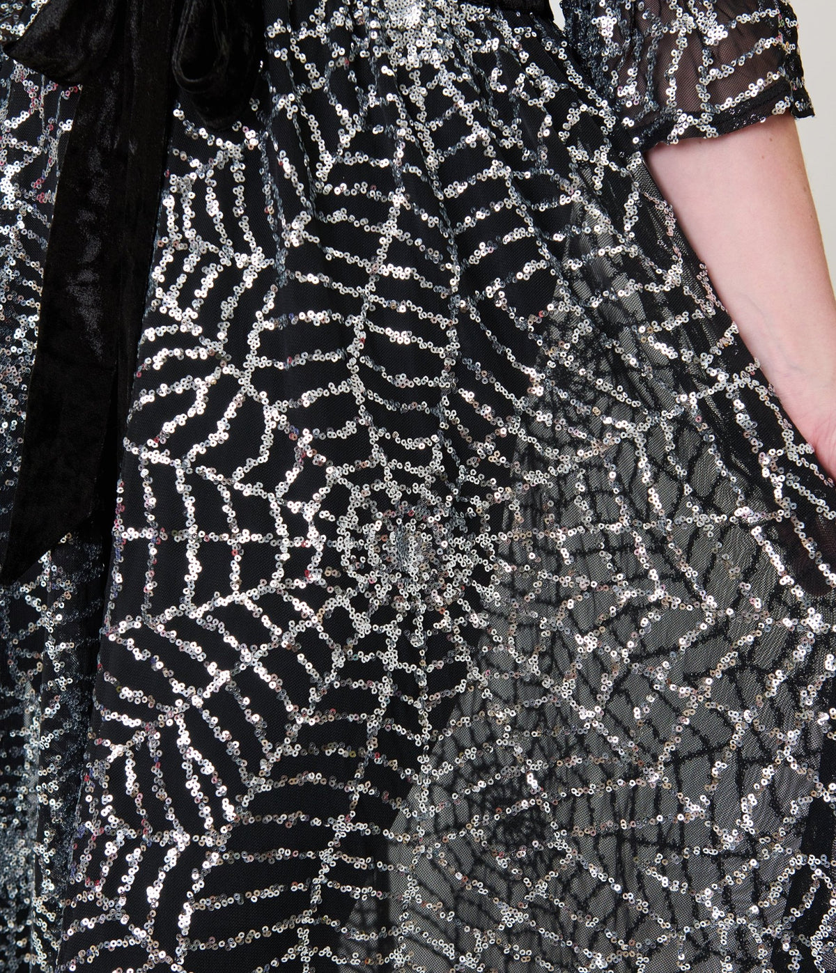 Unique Vintage Black Mesh & Silver Spiderweb Duster - Unique Vintage -