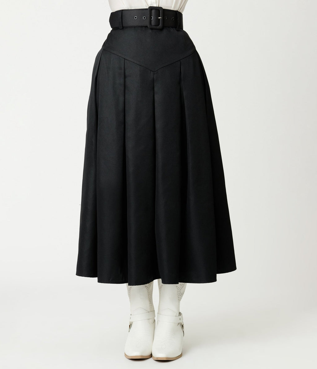 Unique Vintage Black Midi Skirt - Unique Vintage - Womens, BOTTOMS, SKIRTS