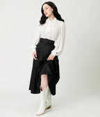 Unique Vintage Black Midi Skirt - Unique Vintage - Womens, BOTTOMS, SKIRTS