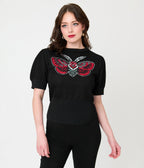 Unique Vintage Black Moth Embroidered Sweater - Unique Vintage - Womens, TOPS, SWEATERS