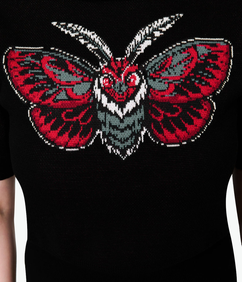 Unique Vintage Black Moth Embroidered Sweater - Unique Vintage - Womens, TOPS, SWEATERS