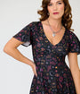 Unique Vintage Black Mystical Icons Poppy Flare Dress