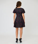 Unique Vintage Black Mystical Icons Poppy Flare Dress - Unique Vintage - Womens, DRESSES, FIT AND FLARE