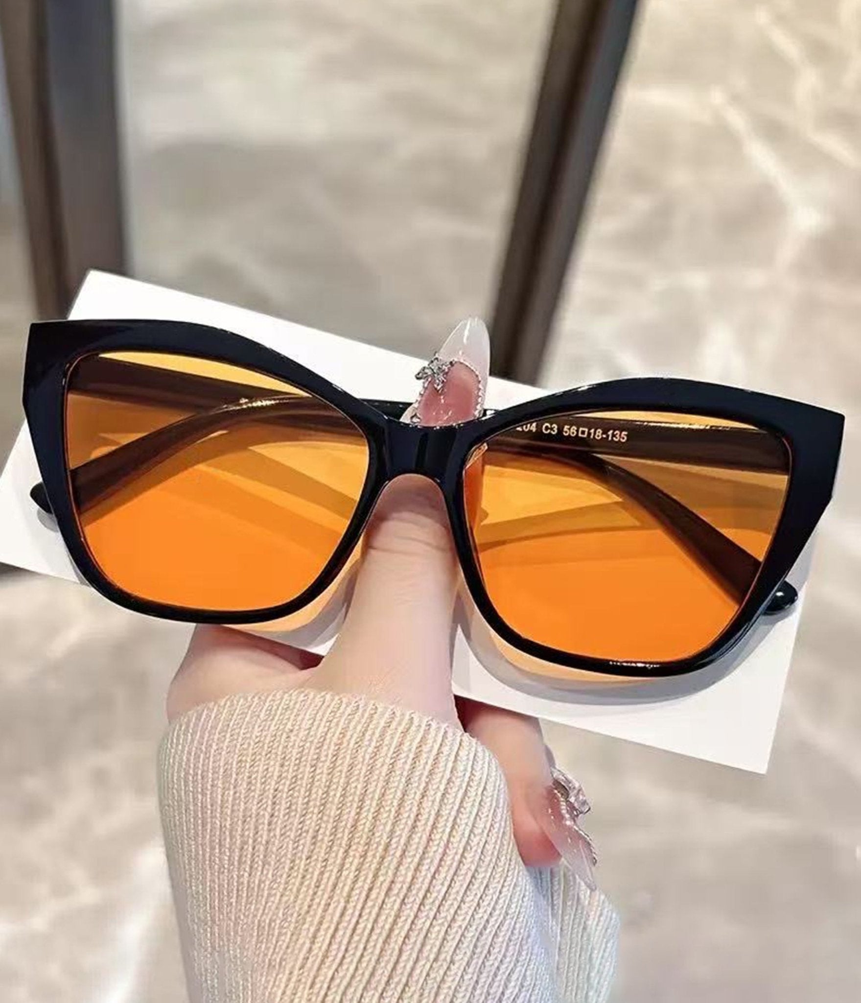Unique Vintage Black & Orange Lens Geometric Sunglasses - Unique Vintage - Womens, ACCESSORIES, SUNGLASSES