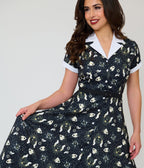 Unique Vintage Black Ouija Print Alexis Swing Dress - Unique Vintage - Womens, DRESSES, SWING