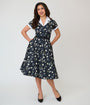Unique Vintage Black Ouija Print Alexis Swing Dress