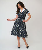 Unique Vintage Black Ouija Print Alexis Swing Dress - Unique Vintage - Womens, DRESSES, SWING